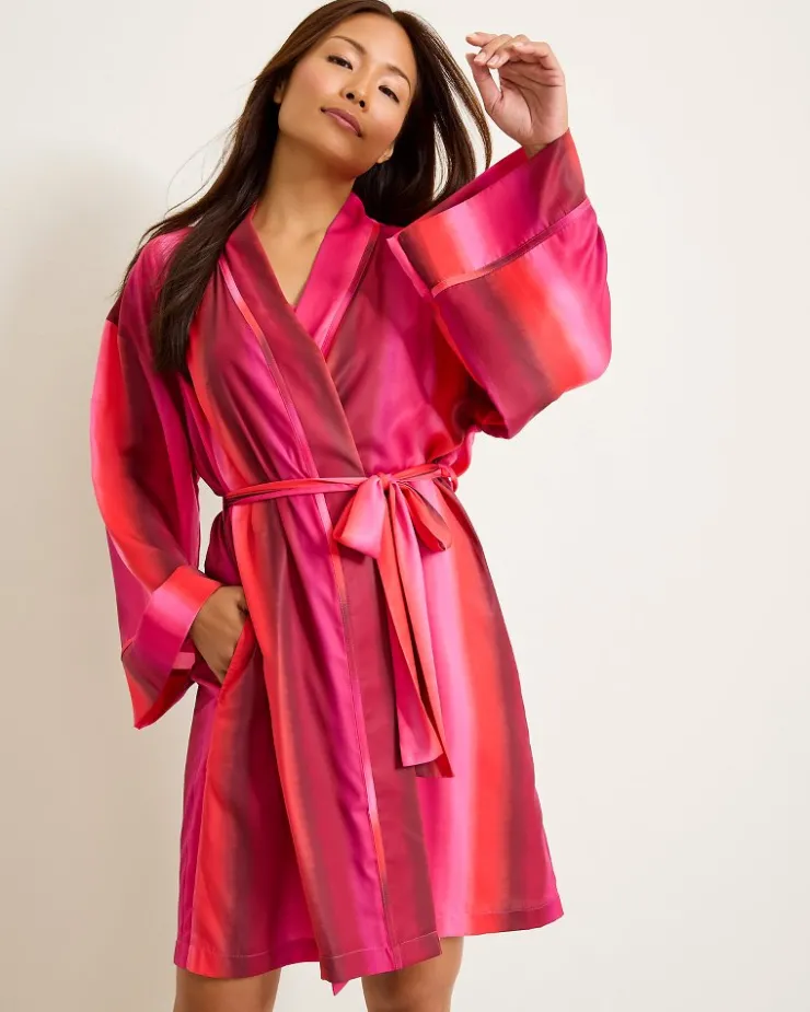 Tommy Bahama Short Satin Robe-Women Sleepwear