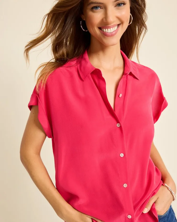 Tommy Bahama Silk Dolman Camp Shirt-Women Tops & Shirts