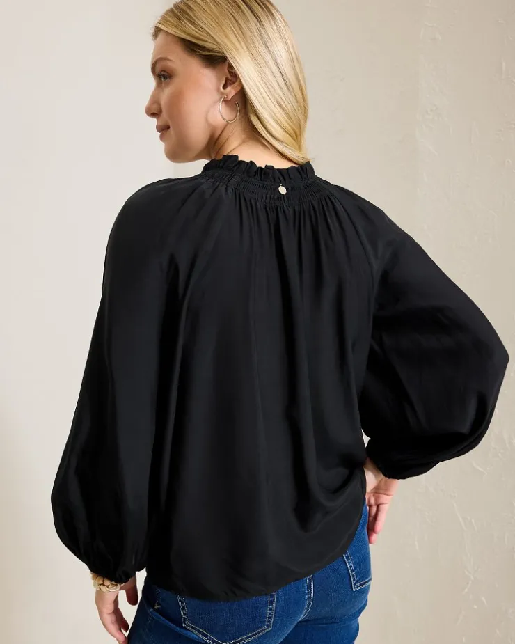 Tommy Bahama Silky Seas Smocked Peasant Top-Women Tops & Shirts