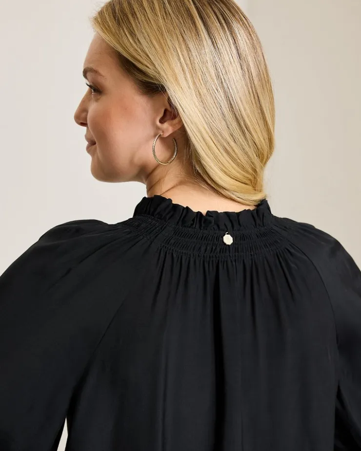 Tommy Bahama Silky Seas Smocked Peasant Top-Women Tops & Shirts