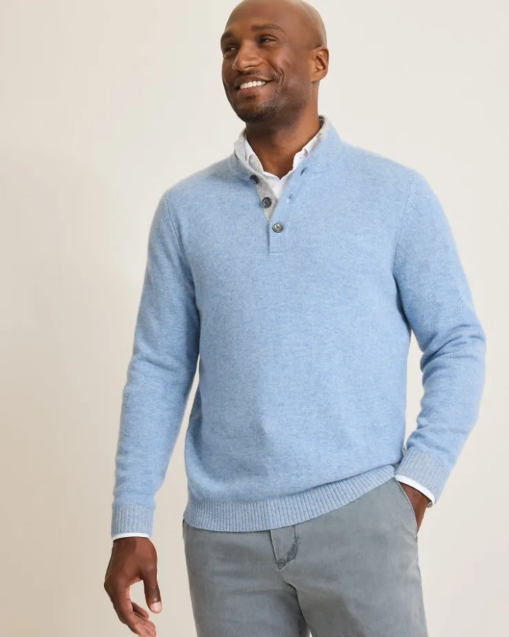 Tommy Bahama Soft Sands Cashmere Button-Mock Sweater- Sweaters
