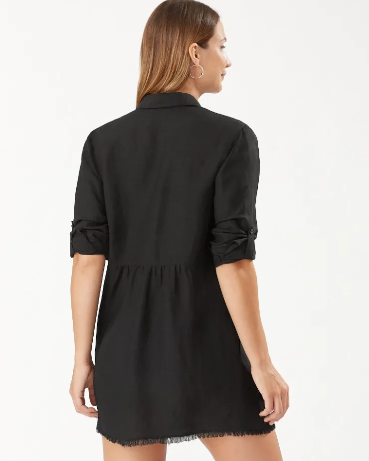 Tommy Bahama St. Lucia Linen-Blend Beach Shirt-Women Beach Coverups