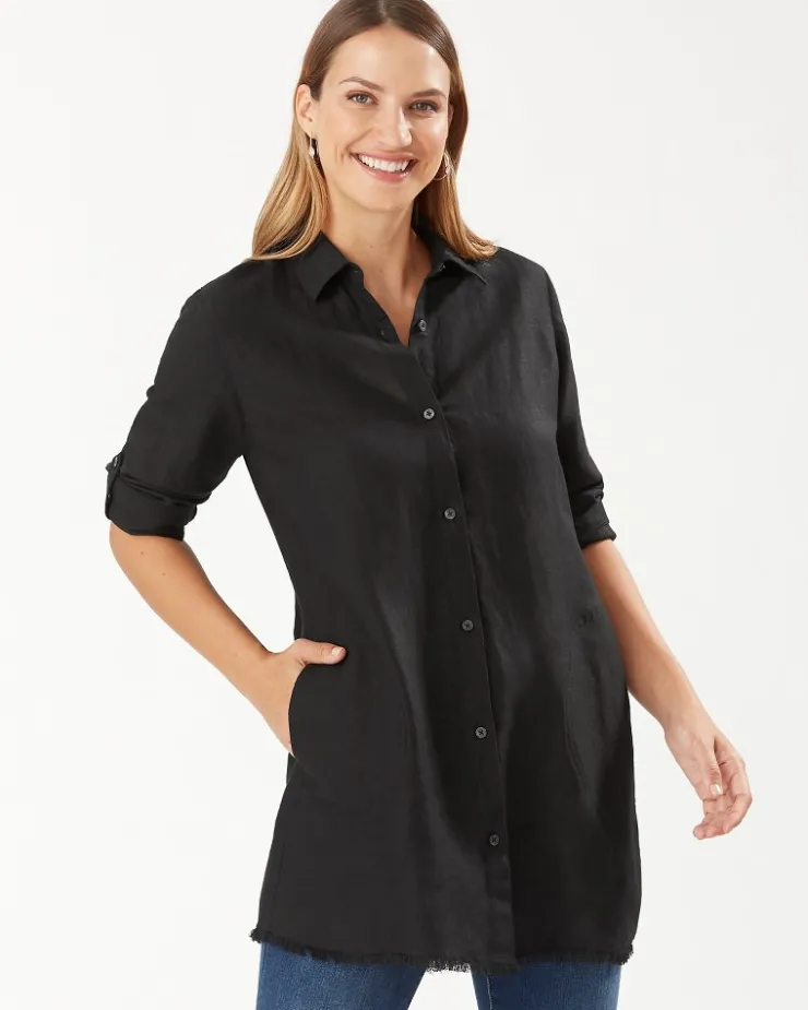 Tommy Bahama St. Lucia Linen-Blend Beach Shirt-Women Beach Coverups