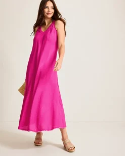 Tommy Bahama St. Lucia Linen-Blend Bias-Cut Coverup Dress-Women Beach Coverups|Dresses