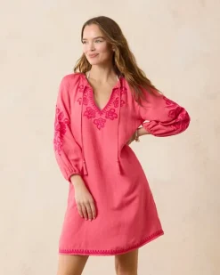Tommy Bahama St. Lucia Linen-Blend Embroidered Coverup Dress-Women Beach Coverups|Dresses