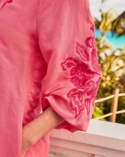 Tommy Bahama St. Lucia Linen-Blend Embroidered Coverup Dress-Women Beach Coverups|Dresses