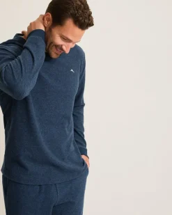 Tommy Bahama Textured Twill Stripe Crew Long-Sleeve Top- Loungewear & Pajamas