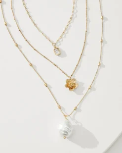 Tommy Bahama Tidal Treasure Floral Charm Layered Necklace-Women Jewelry