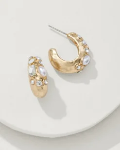 Tommy Bahama Tidal Treasure Mother of Pearl and Stone Chunky Hoops-Women Jewelry