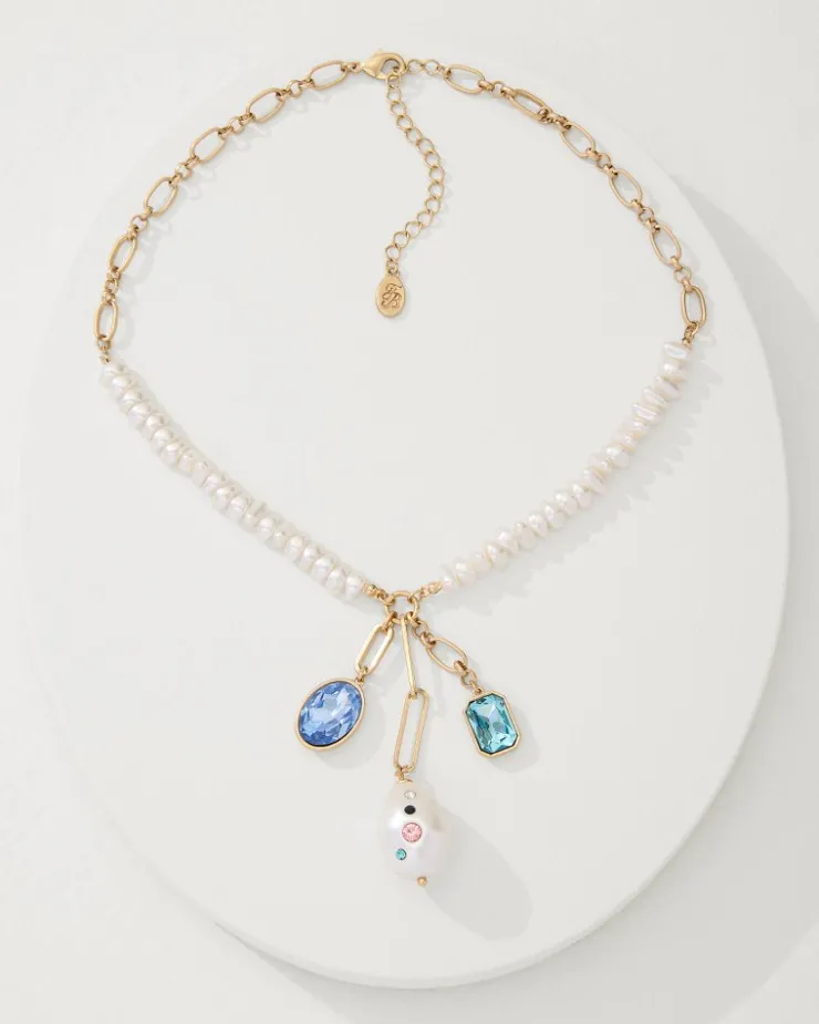 Tommy Bahama Tidal Treasure Pearl and Stone Charm Necklace-Women Jewelry