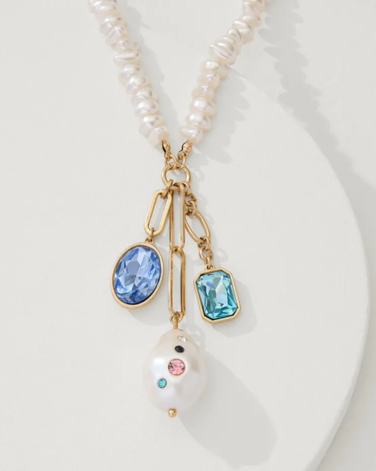 Tommy Bahama Tidal Treasure Pearl and Stone Charm Necklace-Women Jewelry