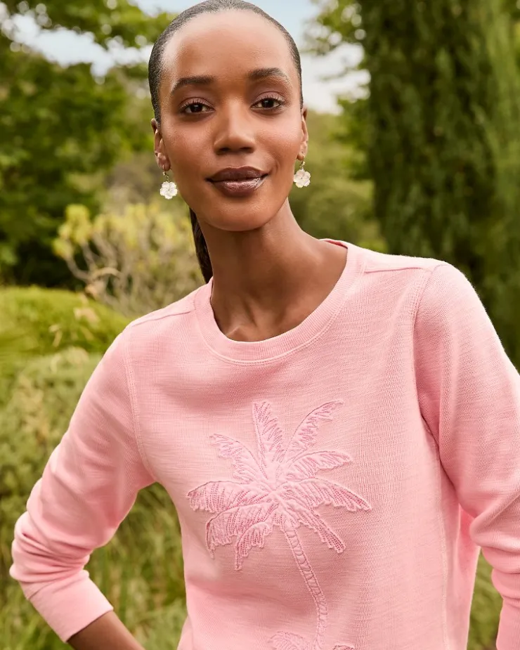 Tommy Bahama Tobago Bay Embroidered Palm Crewneck Sweatshirt-Women Loungewear|Sweaters