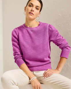 Tommy Bahama Tobago Bay Puff-Sleeve Crew Sweatshirt-Women Loungewear|Sweaters