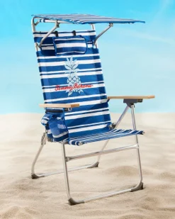 Tommy Bahama Pineapple Stripe Highboy Chair with Shade- Outdoor Chairs|Beach Chairs