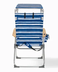 Tommy Bahama Pineapple Stripe Highboy Chair with Shade- Outdoor Chairs|Beach Chairs