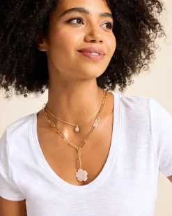 Tommy Bahama Tropical Blooms Hibiscus Charm Layered Necklace-Women Jewelry