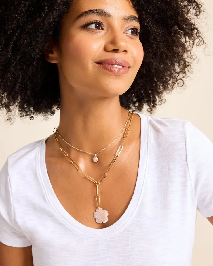 Tommy Bahama Tropical Blooms Hibiscus Charm Layered Necklace-Women Jewelry
