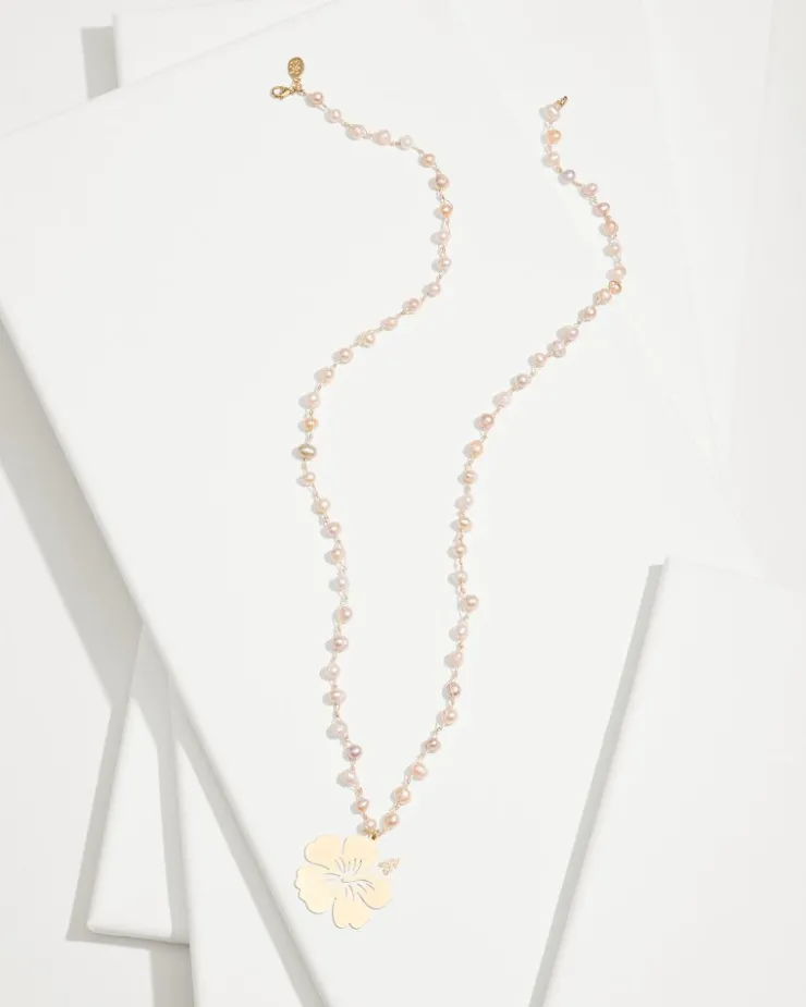 Tommy Bahama Tropical Blooms Hibiscus Pendant Pearl Necklace-Women Jewelry