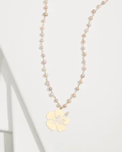 Tommy Bahama Tropical Blooms Hibiscus Pendant Pearl Necklace-Women Jewelry