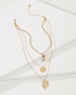 Tommy Bahama Tropical Blooms Multi-Row Layered Charm Necklace-Women Jewelry