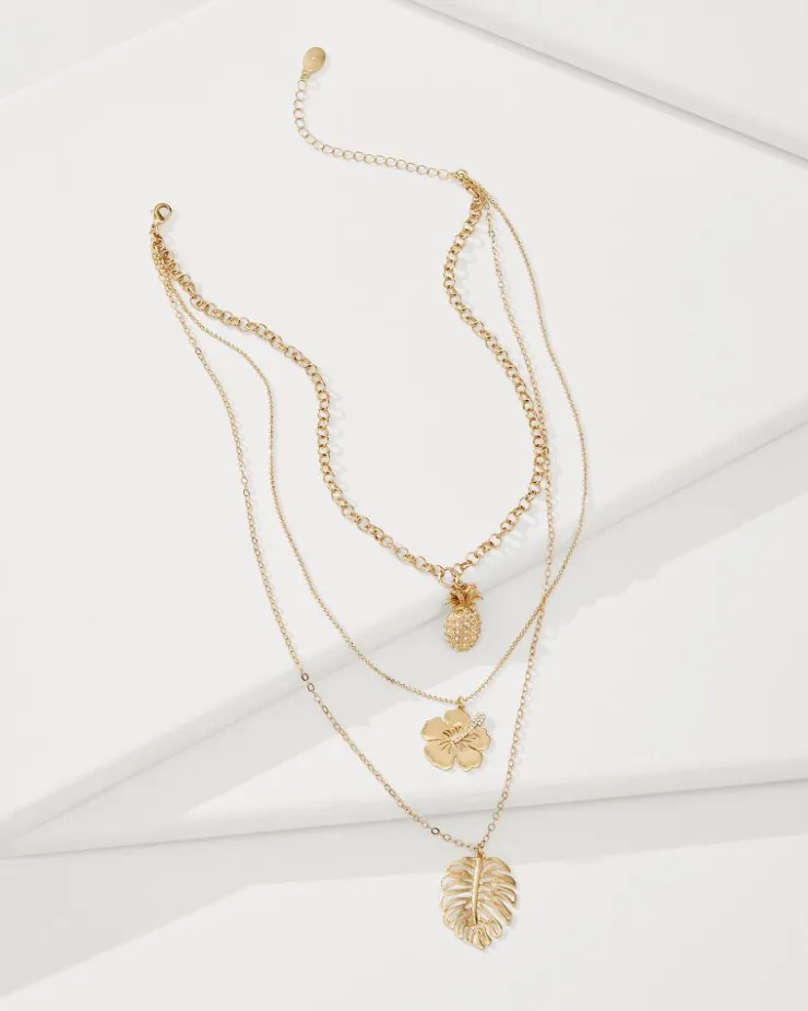 Tommy Bahama Tropical Blooms Multi-Row Layered Charm Necklace-Women Jewelry