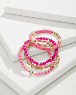 Tommy Bahama Tropical Blooms Pineapple Beaded Stretch Bracelet Set-Women Jewelry