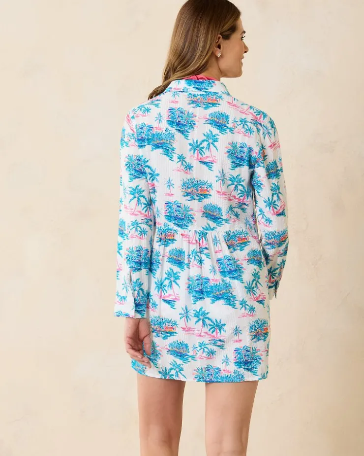 Tommy Bahama Tropical Oasis Boyfriend Beach Shirt-Women Beach Coverups