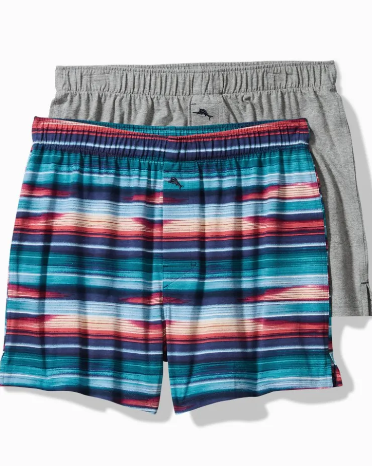 Tommy Bahama Tropical Print & Solid Knit Boxers—2-Pack- Underwear|Loungewear & Pajamas