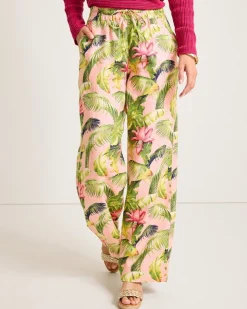 Tommy Bahama Two Palms Frond Royal High-Rise Linen Easy Pants-Women Pants & Crops