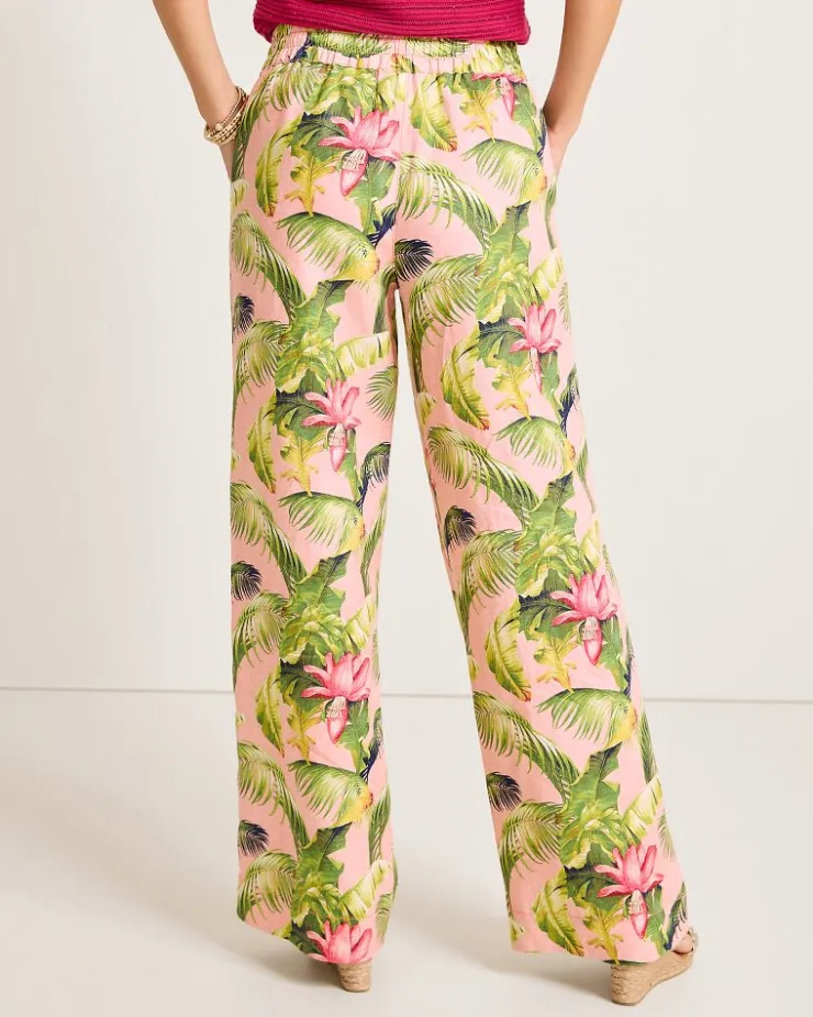 Tommy Bahama Two Palms Frond Royal High-Rise Linen Easy Pants-Women Pants & Crops