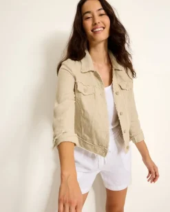 Tommy Bahama Two Palms Linen Raw-Edge Jacket-Women Jackets