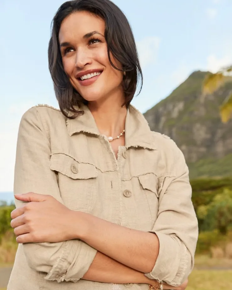 Tommy Bahama Two Palms Linen Raw-Edge Jacket-Women Jackets