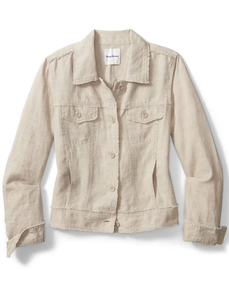 Tommy Bahama Two Palms Linen Raw-Edge Jacket-Women Jackets