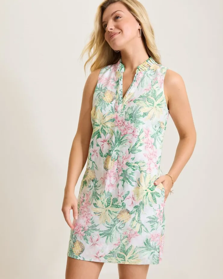Tommy Bahama Two Palms Orchid Oasis Linen Shift Dress-Women Dresses