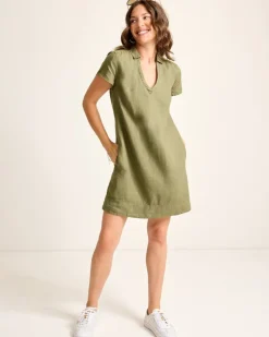 Tommy Bahama Two Palms Short-Sleeve Linen Collared Dress-Women Dresses