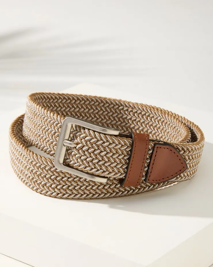 Tommy Bahama Two-Tone Stretch Webbed Belt- Belts