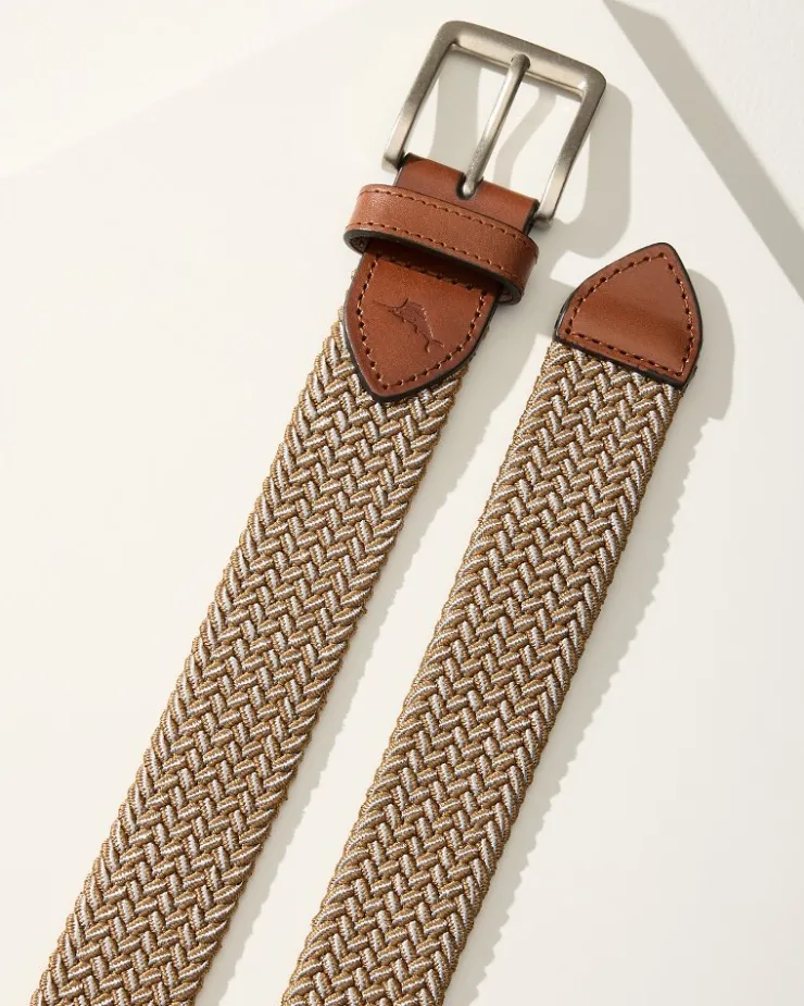 Tommy Bahama Two-Tone Stretch Webbed Belt- Belts