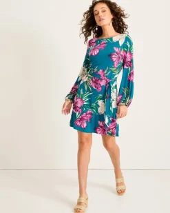 Tommy Bahama Villa Garden Long-Sleeve Short Dress-Women Dresses