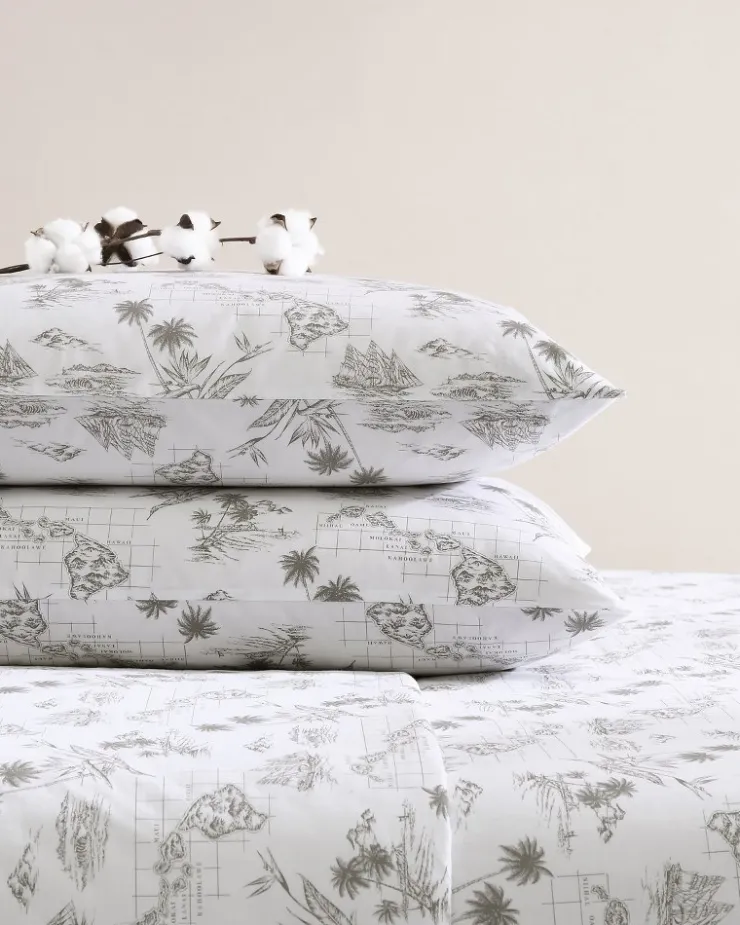 Tommy Bahama Vintage Map 4-Piece King Sheet Set- Sheet Sets & Bedskirts