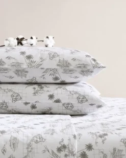 Tommy Bahama Vintage Map 4-Piece Queen Sheet Set- Sheet Sets & Bedskirts