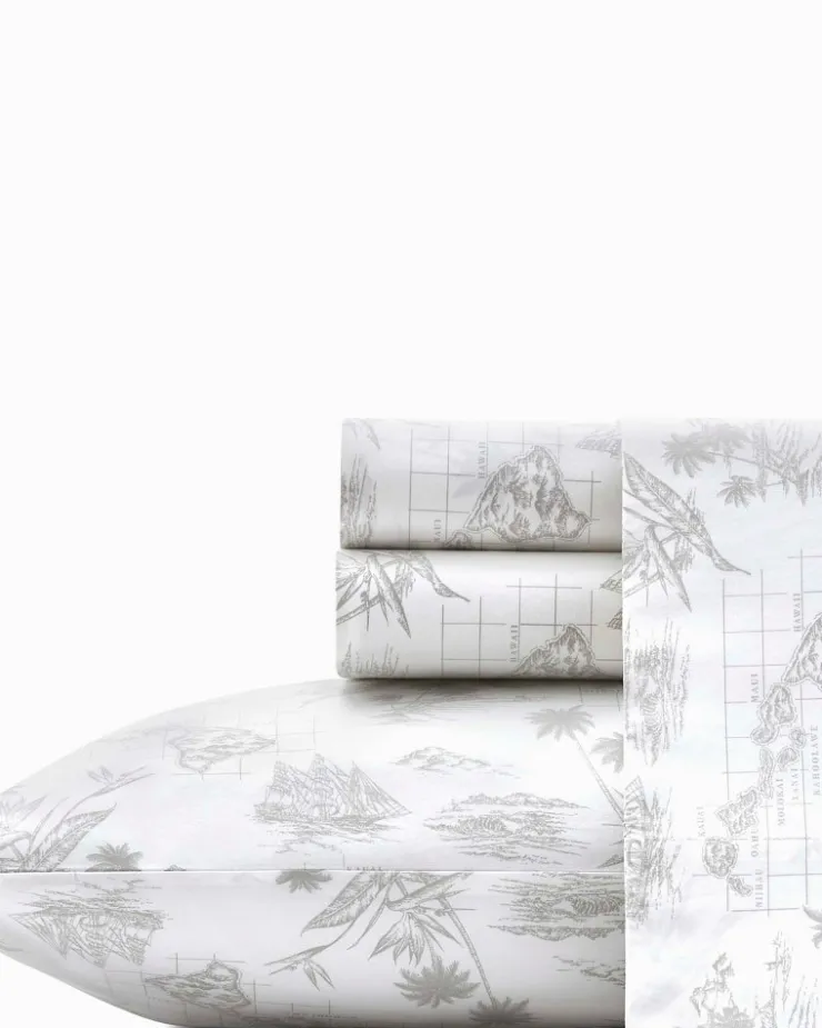 Tommy Bahama Vintage Map Sheet Set, Queen- Sheet Sets & Bedskirts