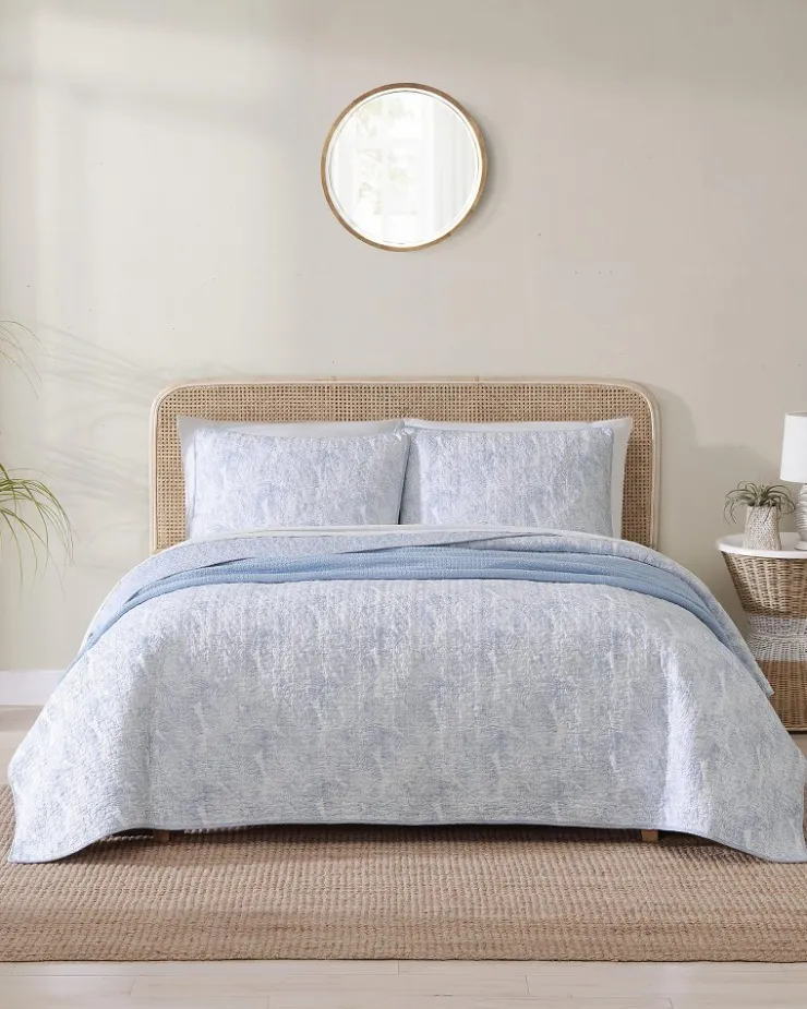 Tommy Bahama Water Leaves 2-Piece Twin Quilt Set- Quilts & Blankets