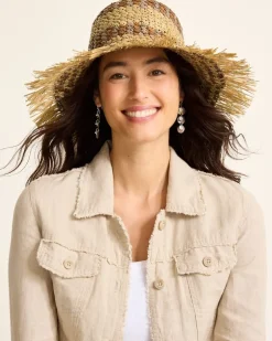 Tommy Bahama Waverly Frayed Edge Raffia Sun Hat-Women Hats & Caps