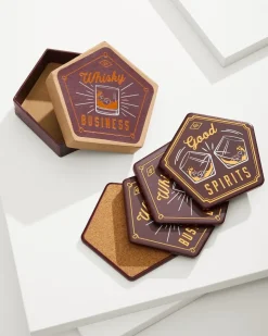 Tommy Bahama Whisky Business Coasters — Set of 4- Drinkware & Bar