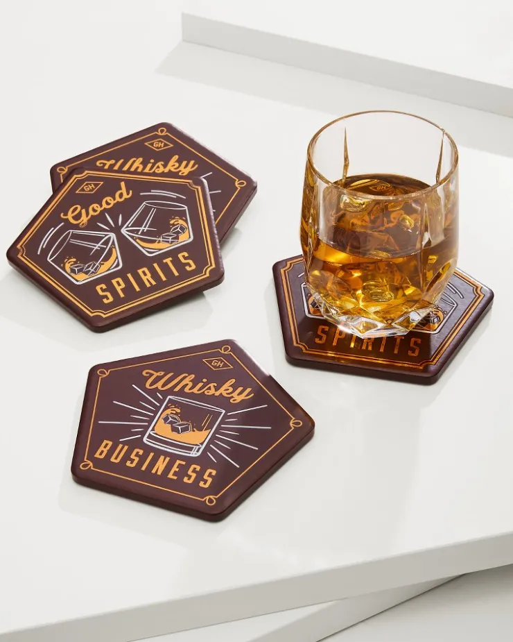 Tommy Bahama Whisky Business Coasters — Set of 4- Drinkware & Bar