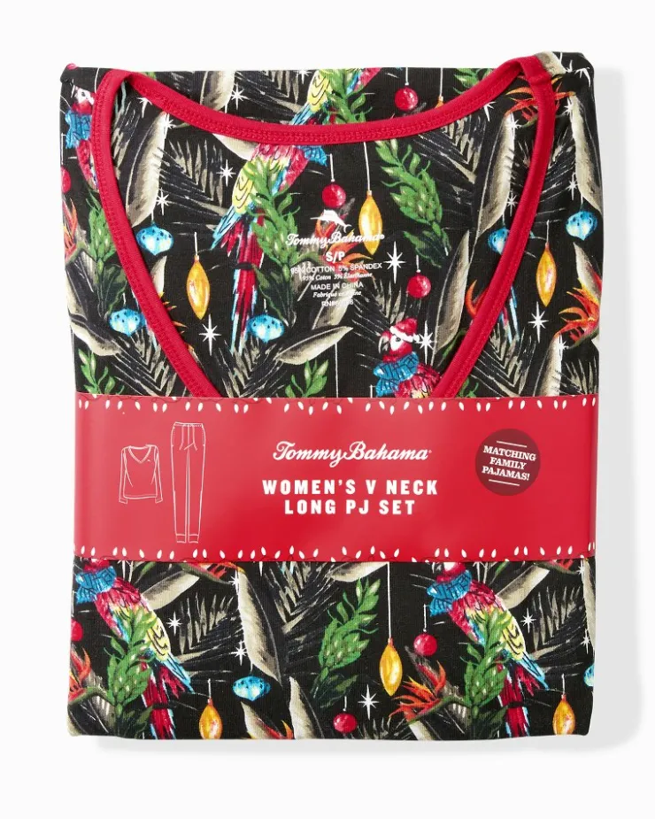 Tommy Bahama Women's Holiday Parrot V-Neck & Pants Family Pajama Set-Women Sleepwear