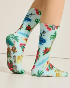 Tommy Bahama Women's Island Soft® Holiday Santa Socks-Women Sleepwear