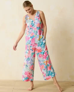 Tommy Bahama Woven Challis Tank & Cropped Pants Pajama Set-Women Sleepwear