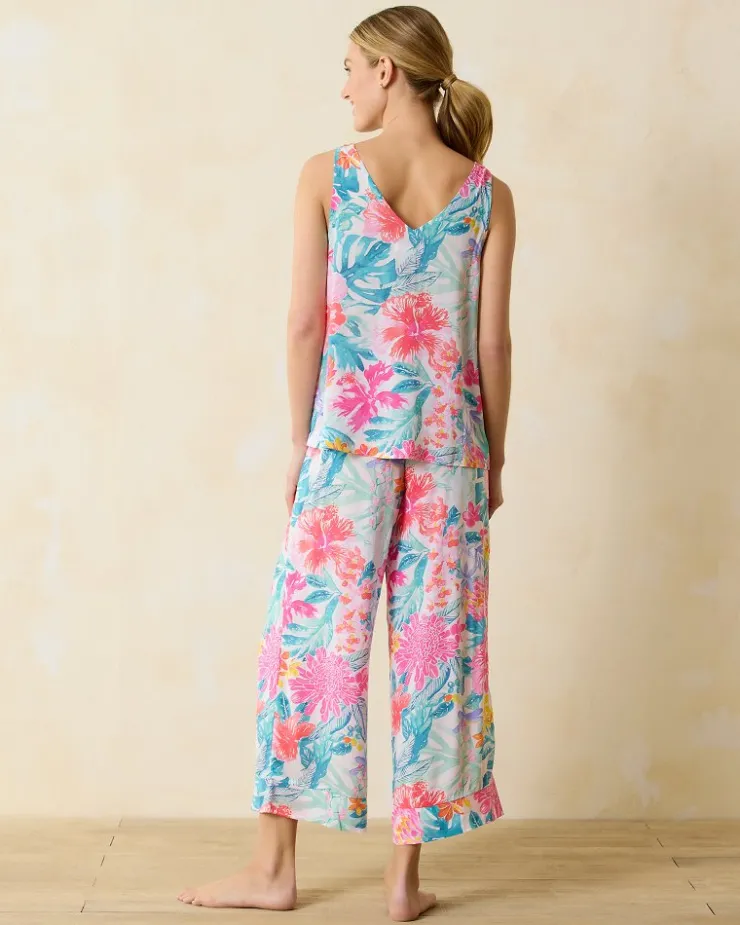 Tommy Bahama Woven Challis Tank & Cropped Pants Pajama Set-Women Sleepwear
