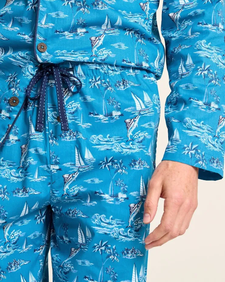 Tommy Bahama Woven Long Sleeve & Pants Pajama Set- Loungewear & Pajamas